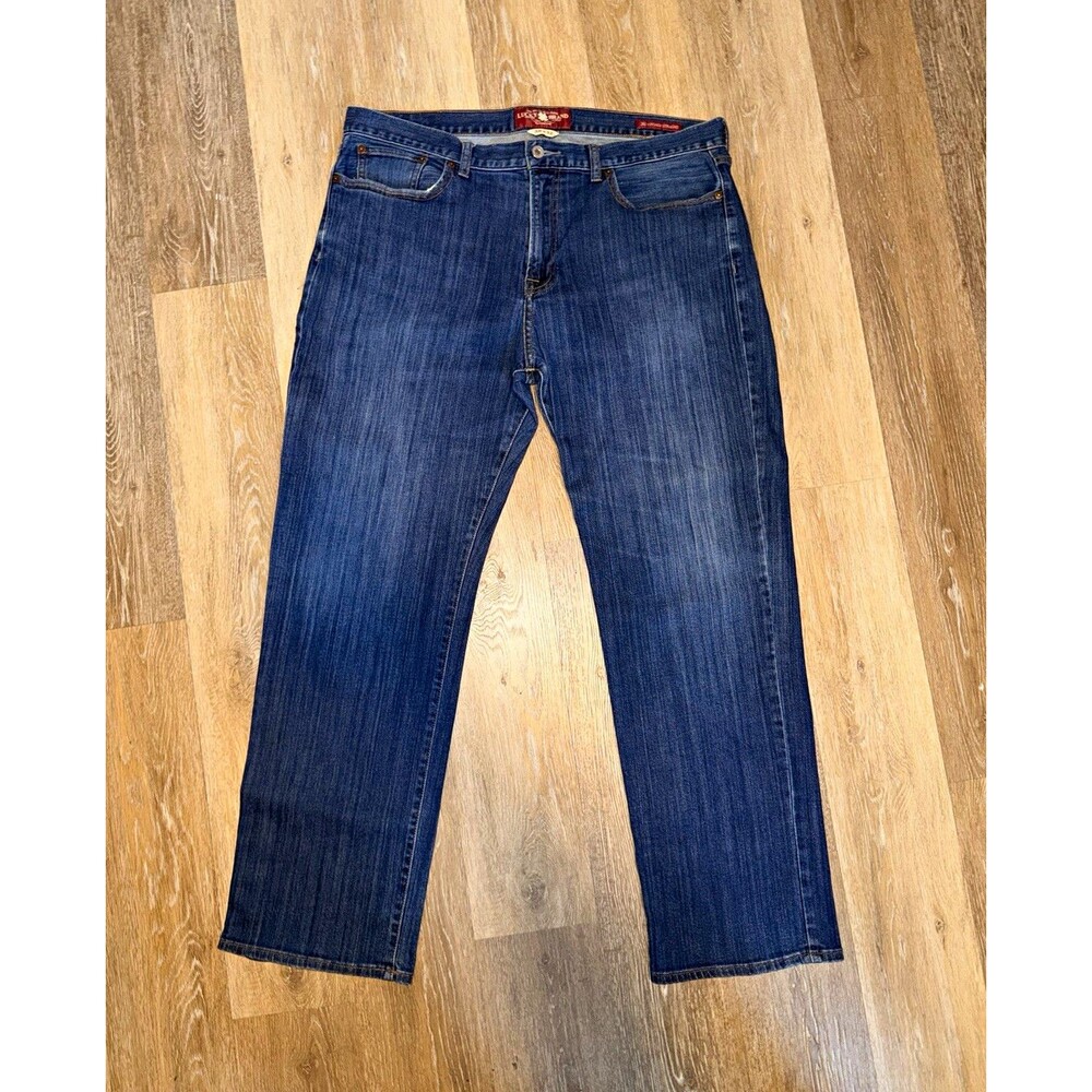 Lucky Brand Men's Blue Medium Wash Straight Regular Fit Denim Jeans 38x32 SKU-43